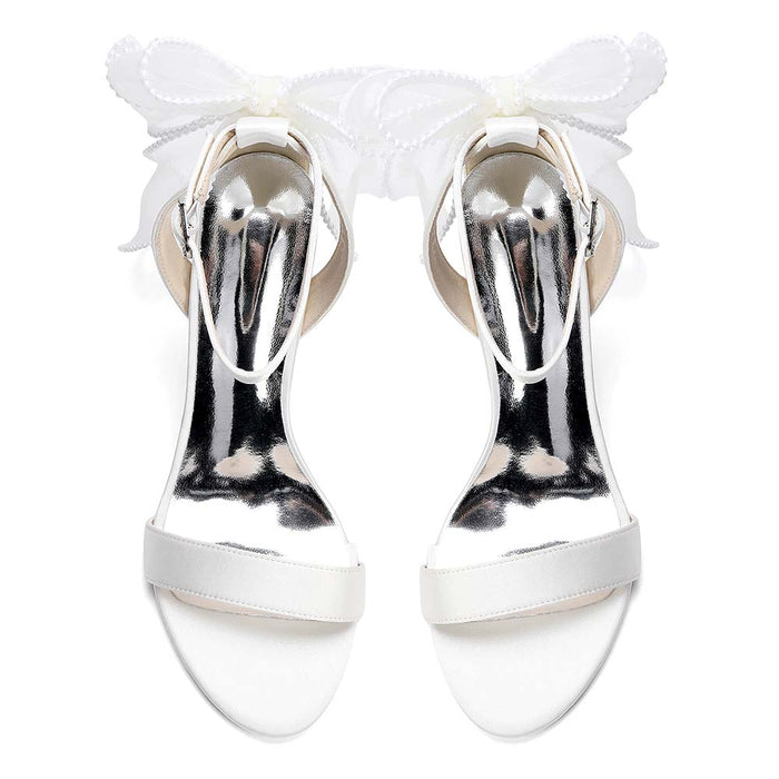 Elegant Bridal High Heel Sandals with Bow Detail – Perfect for Your Wedding Day