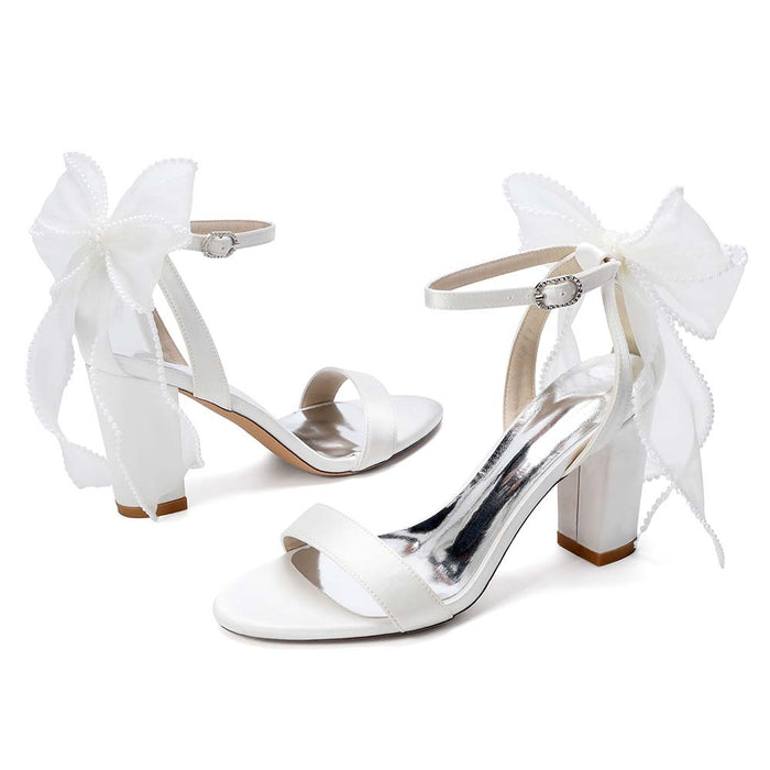 Elegant Bridal High Heel Sandals with Bow Detail – Perfect for Your Wedding Day