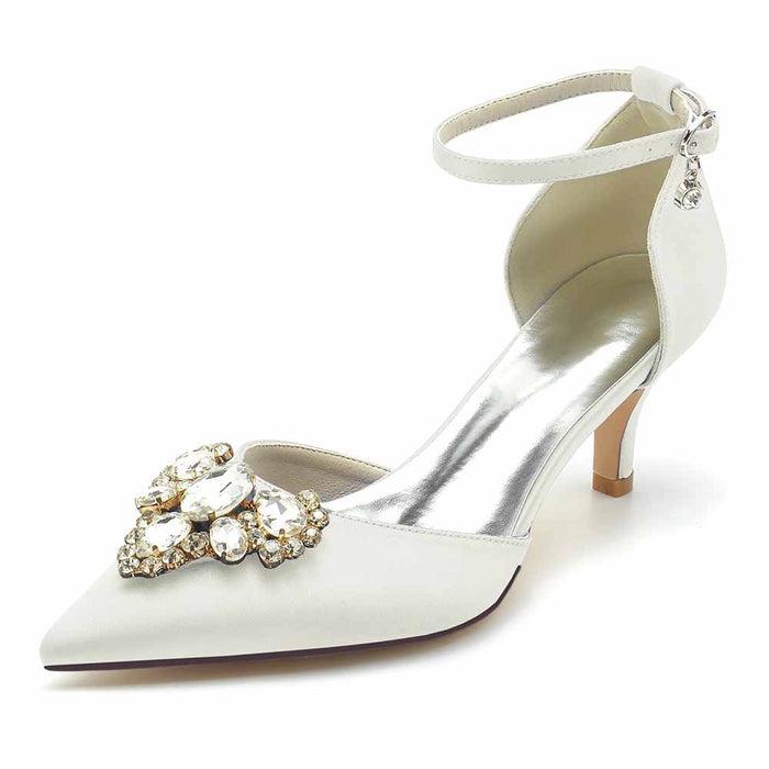 Elegant TC wedding shoes with jeweled embellishment and ankle strap, perfect heels for a wedding