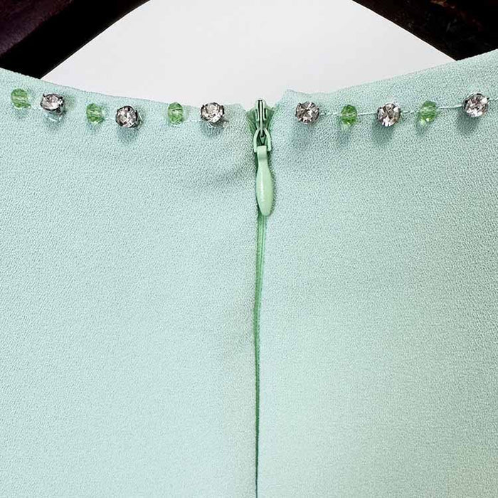 Elegant Mint Green Maxi Dress With Crystal For Paries