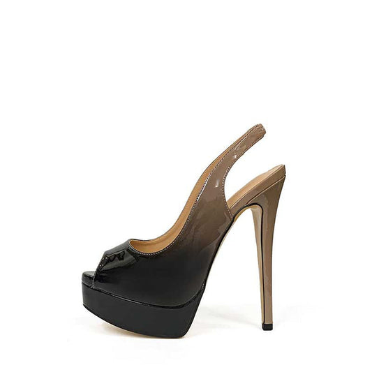 SD Dresscode elegant peep toe platform pumps in black with a sleek high heel design