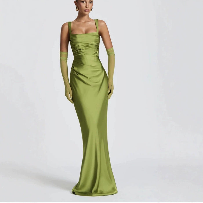 Elegant Square Neck Satin Mermaid Dress | Prom & Evening Wear