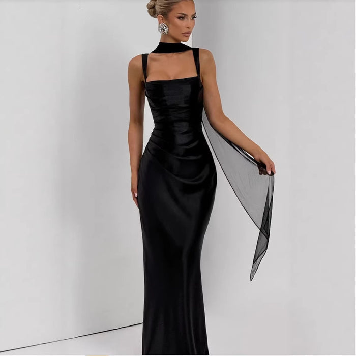 Elegant Square Neck Satin Mermaid Dress | Prom & Evening Wear