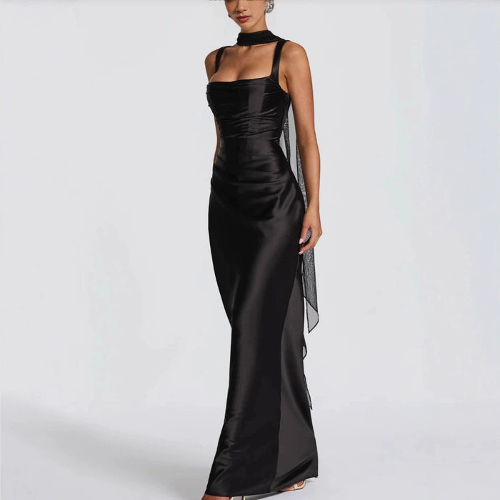 Elegant Square Neck Satin Mermaid Dress | Prom & Evening Wear
