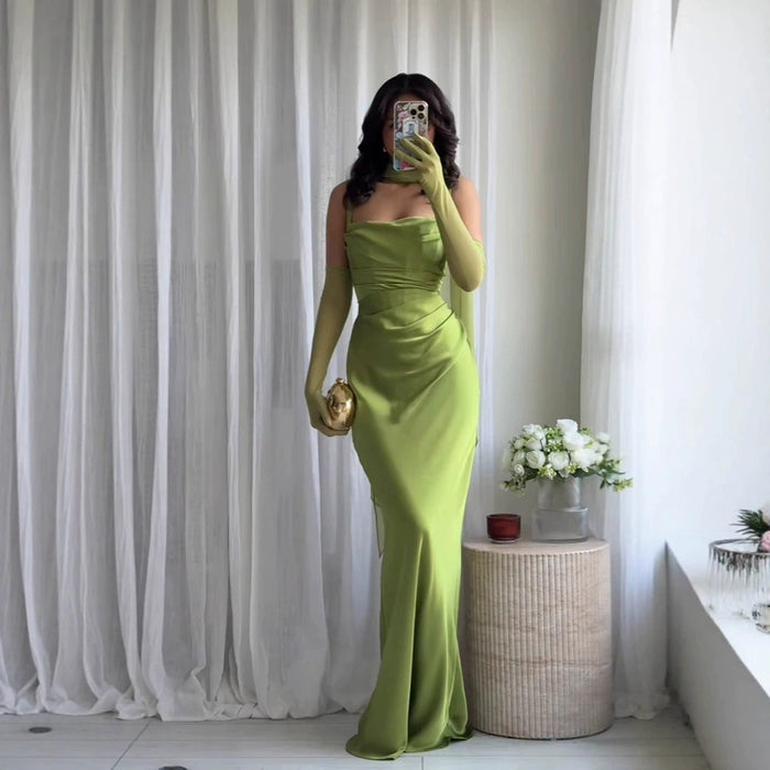 Elegant Square Neck Satin Mermaid Dress | Prom & Evening Wear