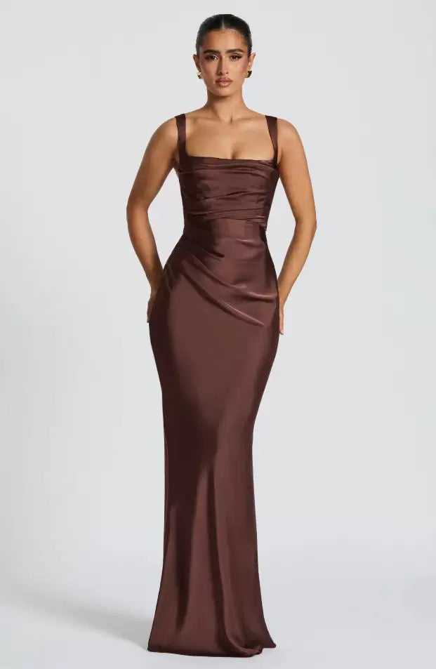 Elegant Square Neck Satin Mermaid Dress | Prom & Evening Wear