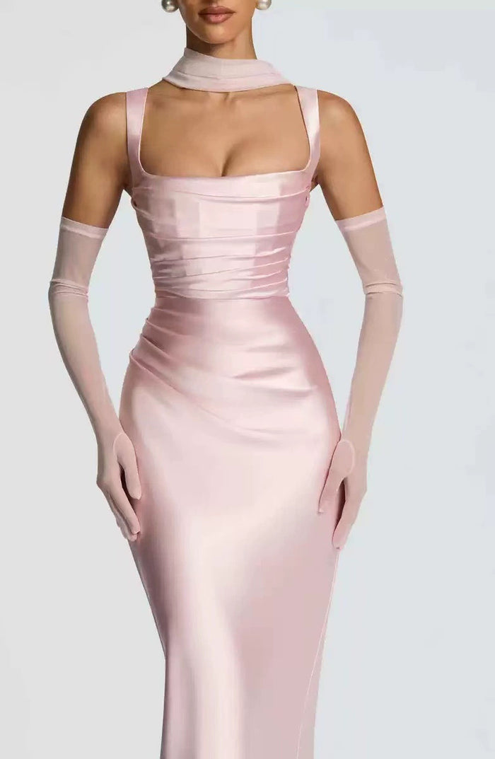Elegant Square Neck Satin Mermaid Dress | Prom & Evening Wear