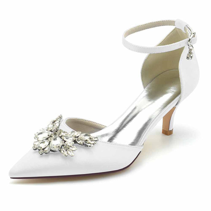 Elegant TC wedding heels shoes with jeweled embellishment and ankle strap for the perfect bridal look