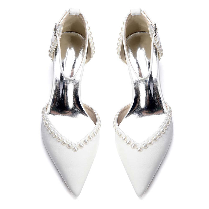 Elegant Women’s Pearl Ankle Strap Block Heel Dress Shoes