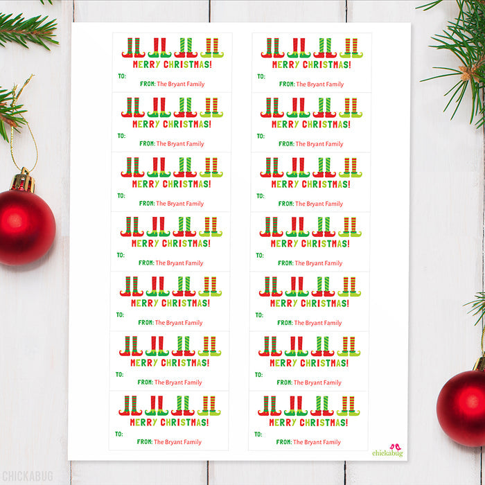 Elf Feet Christmas Gift Labels