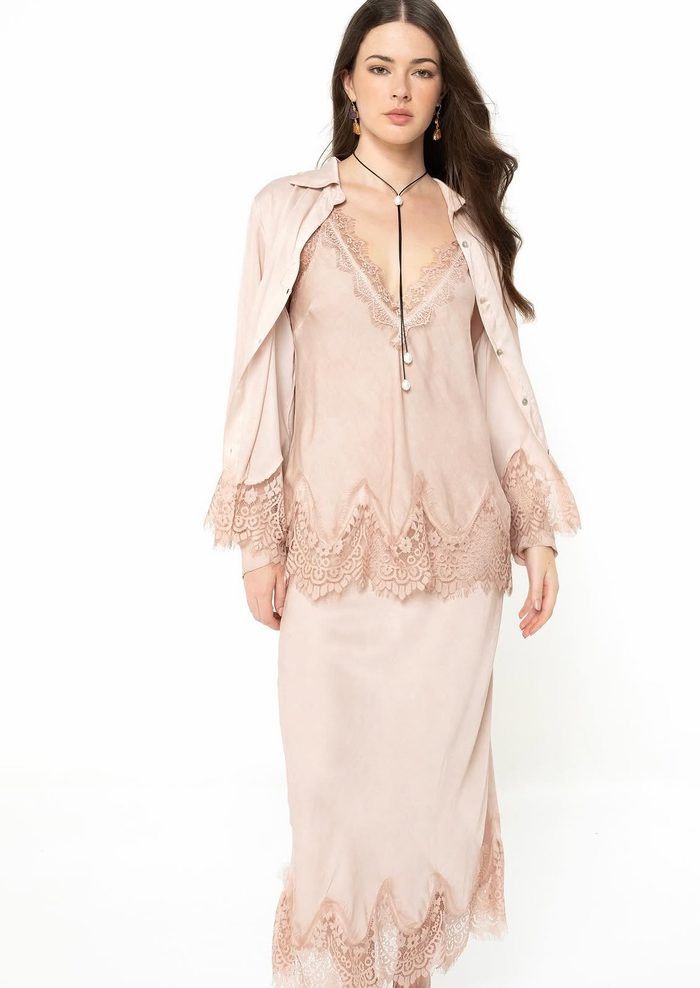 Elizabeth Scott Satin Camisole with Lace Detail
