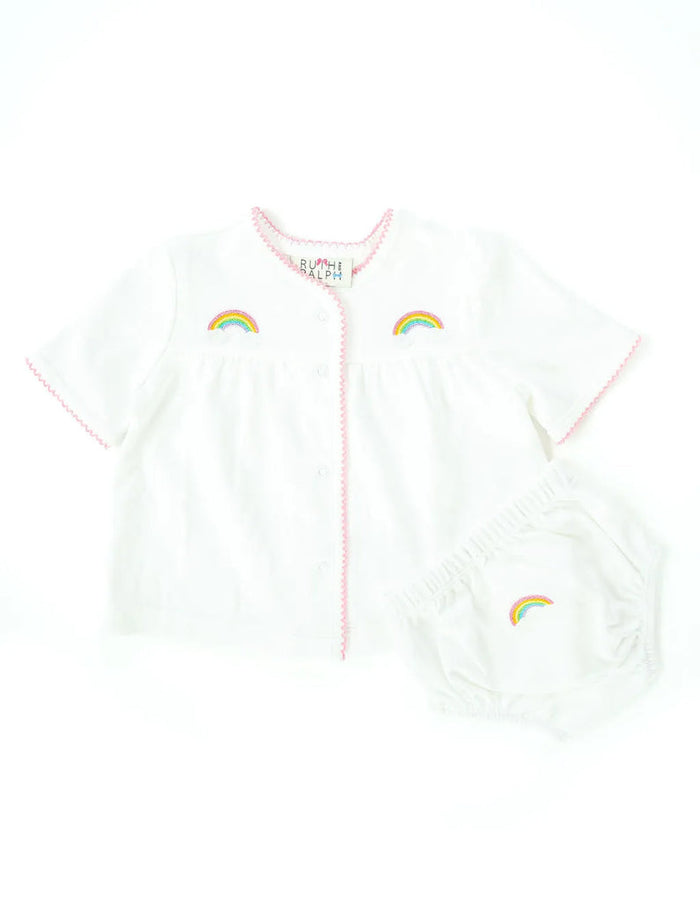 Embroidered Diaper Set - Rainbow