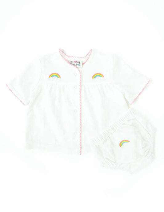 Embroidered Diaper Set - Rainbow
