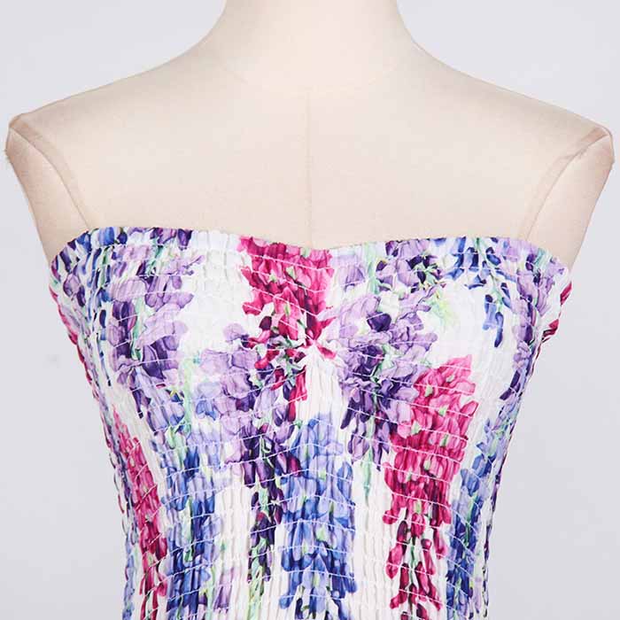 Embroidered Ruffled Floral Mini Dress Strapless Short Dress