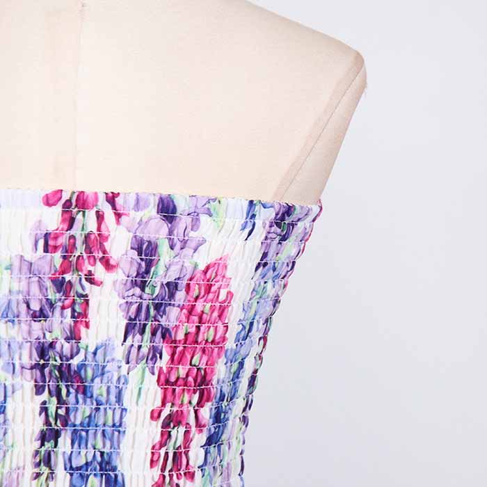 Embroidered Ruffled Floral Mini Dress Strapless Short Dress