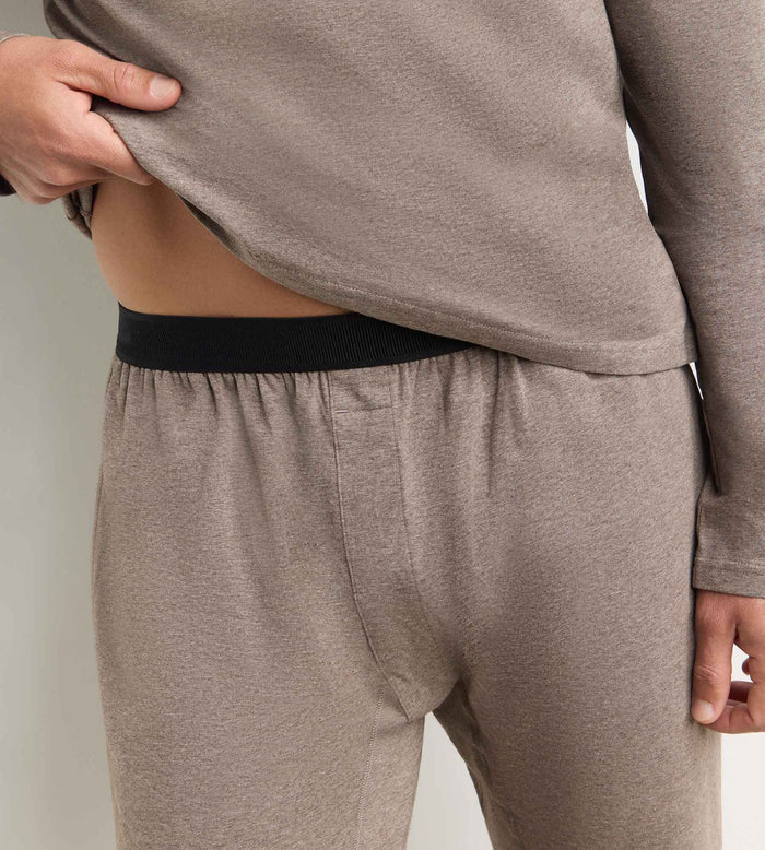 Ensemble pyjama pantalon homme marron mélange Dim Jersey Elastane