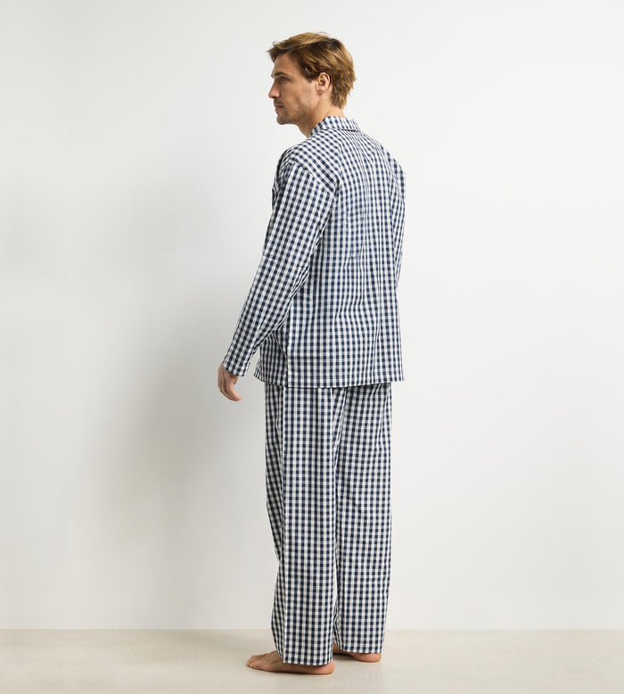 Ensemble pyjama pantalon homme vichy bleu Dim Woven