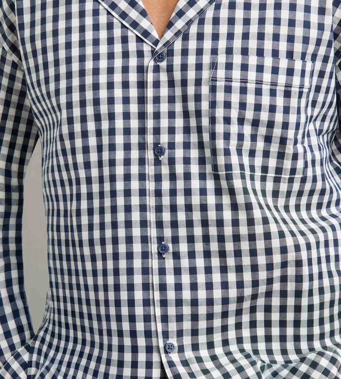 Ensemble pyjama pantalon homme vichy bleu Dim Woven