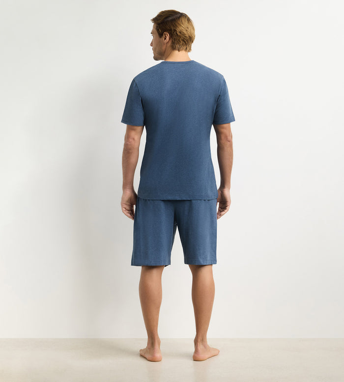 Ensemble pyjama short homme bleu mélange Dim Jersey