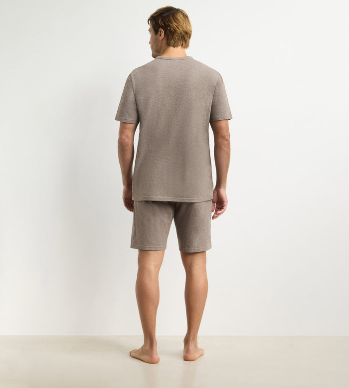 Ensemble pyjama short homme marron mélange Dim Jersey Elastane