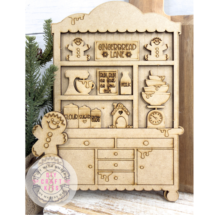 Fancy Mini Gingerbread Christmas Hutch DIY Craft Kit