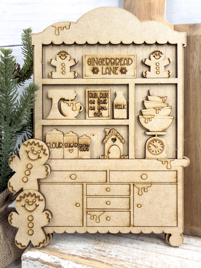 Fancy Mini Gingerbread Christmas Hutch DIY Craft Kit