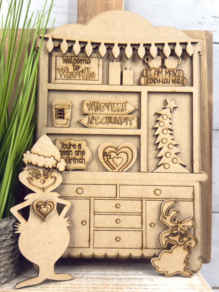 Fancy Mini Green Guy Christmas Hutch DIY Craft Kit