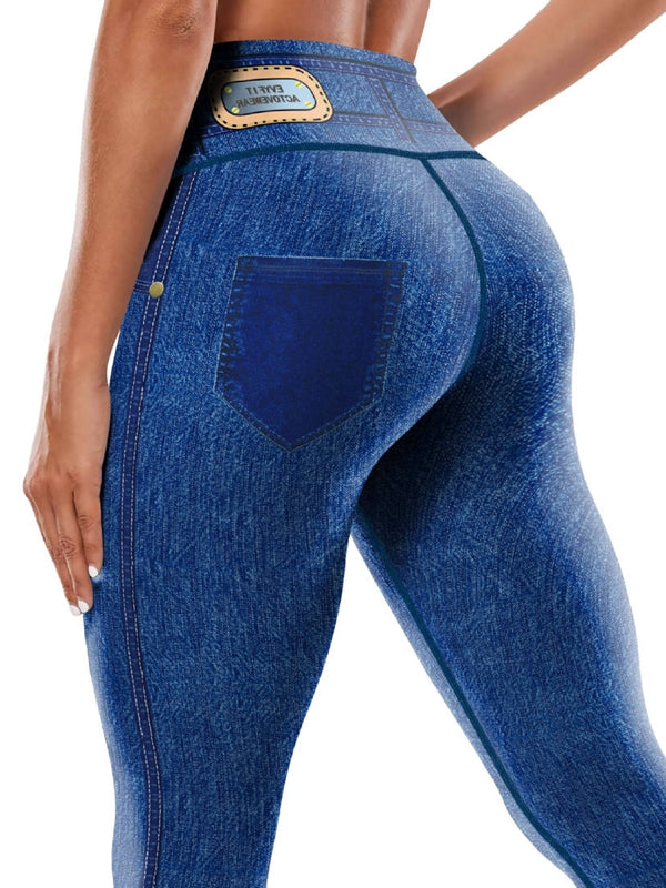 Faux Denim Pocket Leggings