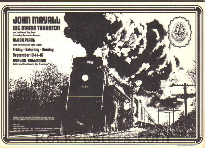 FD137 - John Mayall Postcard - Avalon Ballroom (13-Sep-68) Condition - Mint