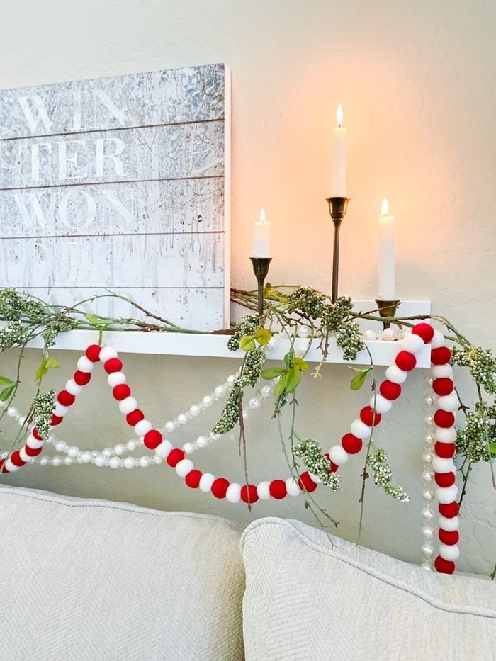 Felt Red/white Ball Garland