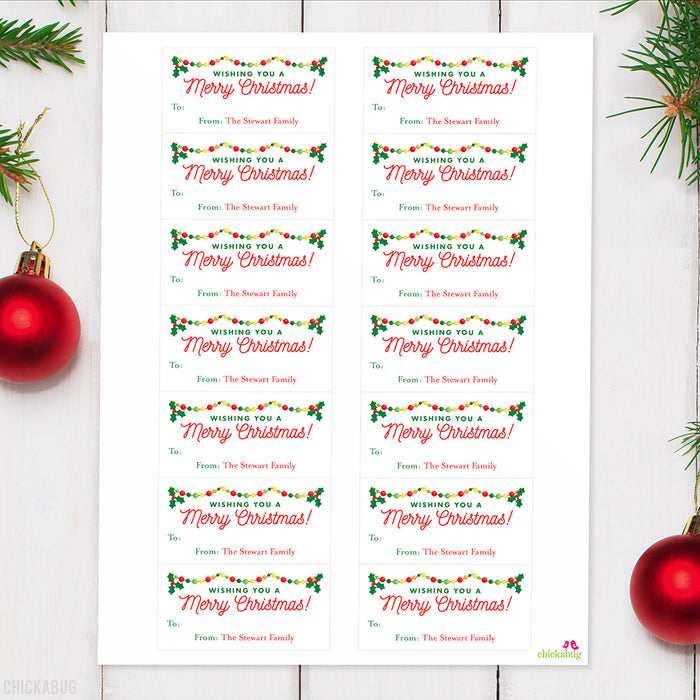 Festive Garland Christmas Gift Labels