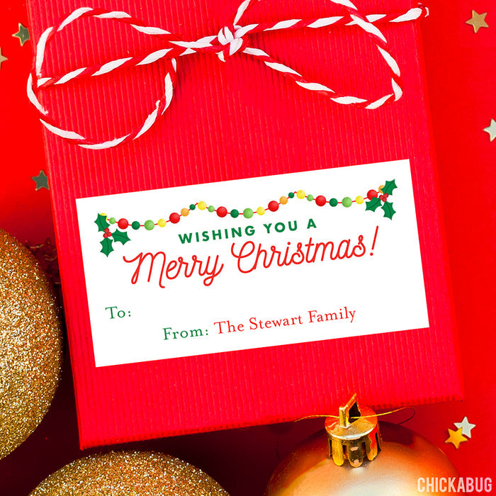 Festive Garland Christmas Gift Labels