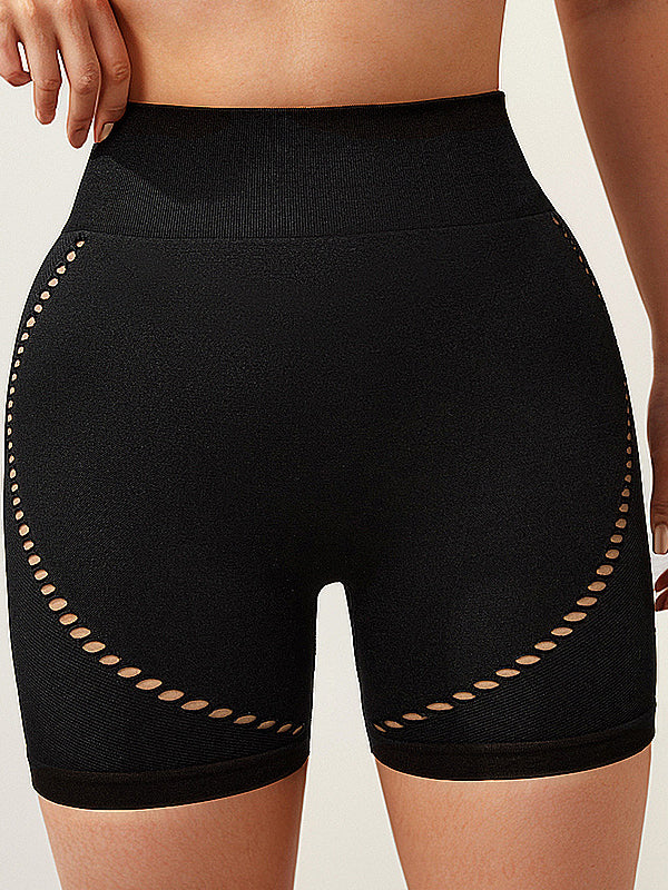 Fishnet Scrunch Bum Hollow Out Hip-lift Quick-dry High-waisted Seamless Shorts
