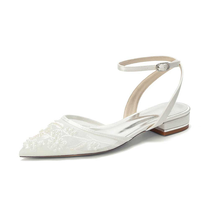 Flat Bridal Shoes Open Back Pointed Toe Wedding Shoes For Women