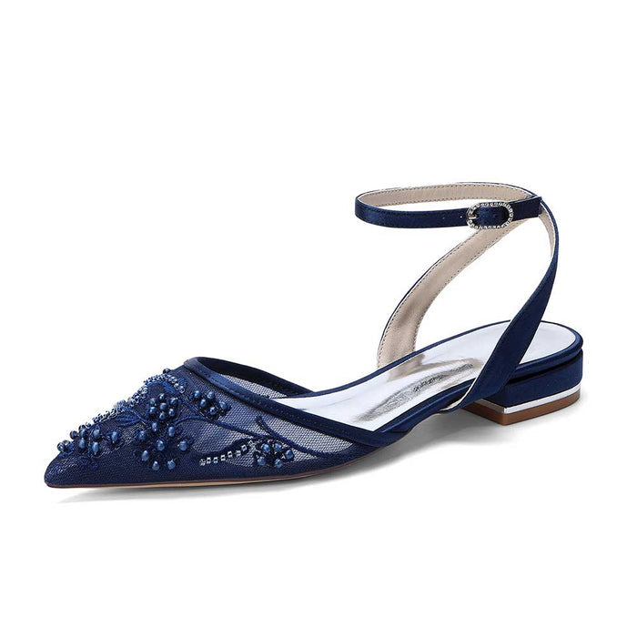 Flat Bridal Shoes Open Back Pointed Toe Wedding Shoes For Women