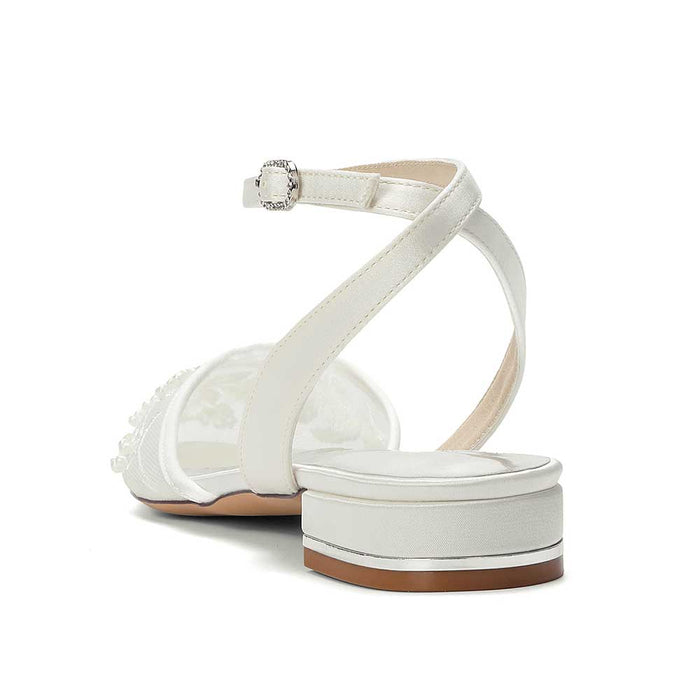 Flat Bridal Shoes Open Back Pointed Toe Wedding Shoes For Women