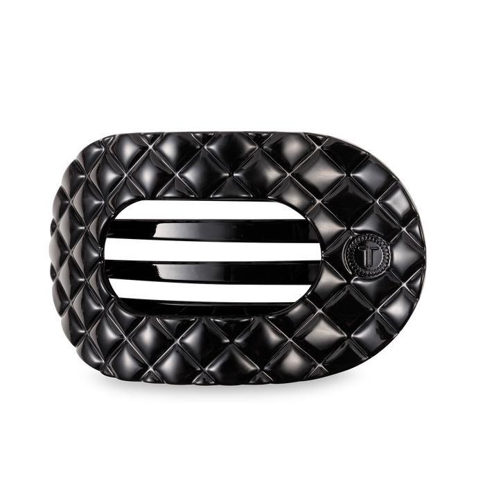 Flat Round Hair Clip | Large | Jet Black Quilted