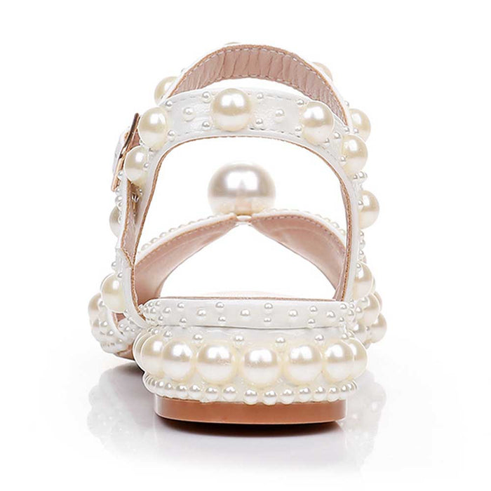 Flat Wedding Shoes Peep Toe Pearl Bridal Shoes