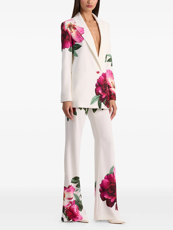 Floral Print Blazer Set | Elegant Suit with Bell Bottom Pants for Evening Party & Wedding Guest