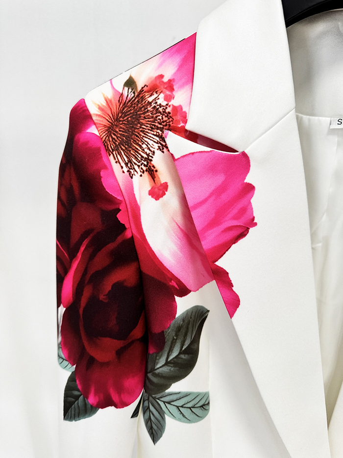 Floral Print Blazer Set | Elegant Suit with Bell Bottom Pants for Evening Party & Wedding Guest