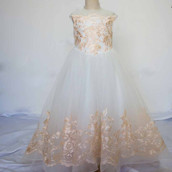 Flower Girls Dresses Wedding Appliques Lace Tulle Kids Ball Gown Pageant Dress Toddler Party Dress