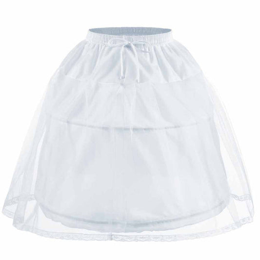 Flower Girls Petticoat with 2 Hoops Full Slip Elastic Child's Crinoline Underskirt