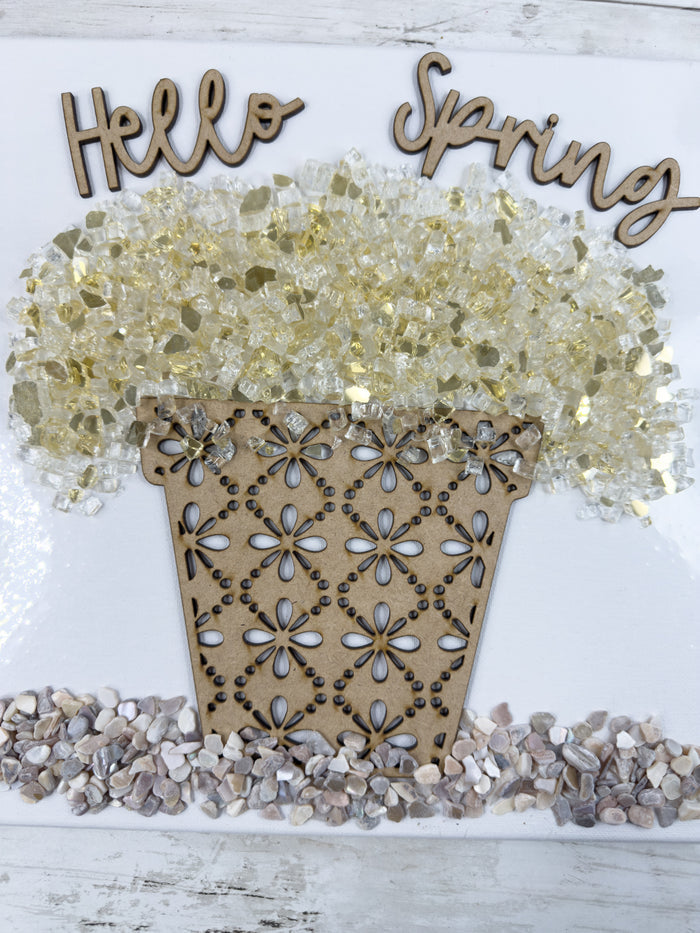 Flower Pot 12x12 Crushed Glass Canvas Project Kit