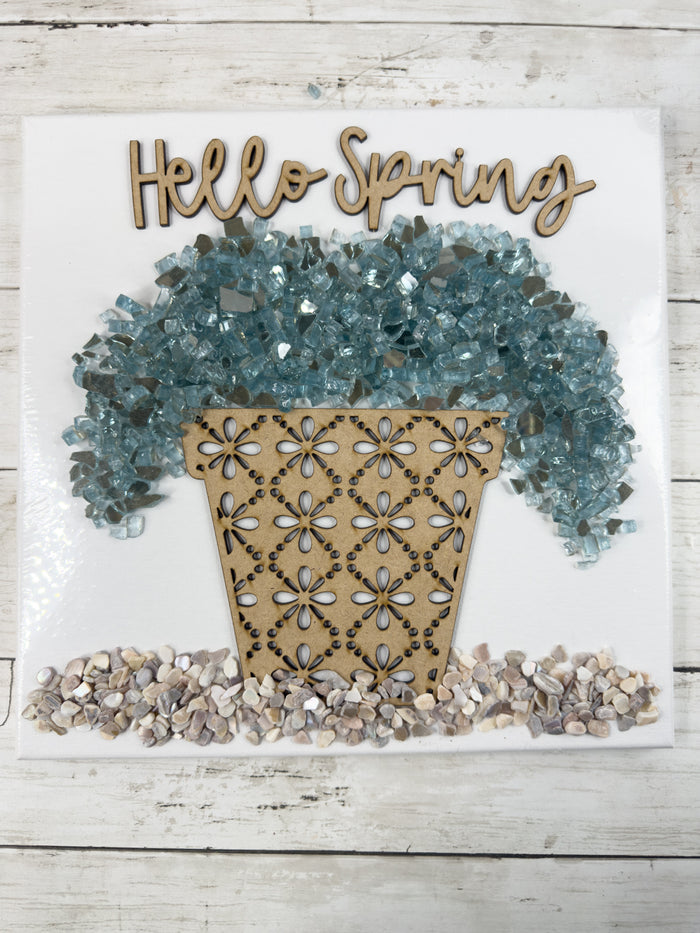 Flower Pot 12x12 Crushed Glass Canvas Project Kit