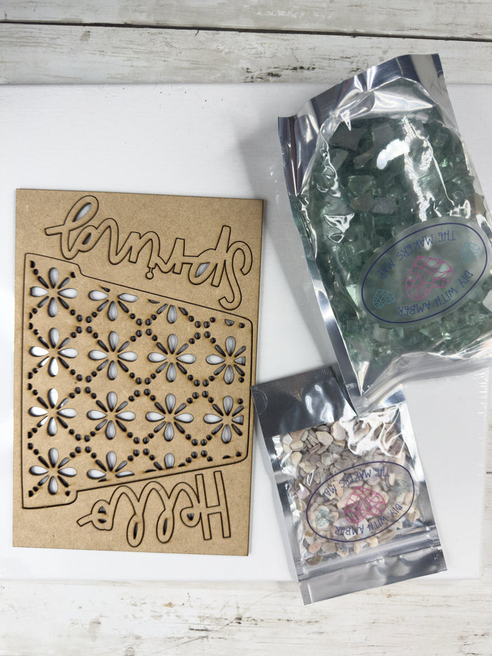 Flower Pot 12x12 Crushed Glass Canvas Project Kit