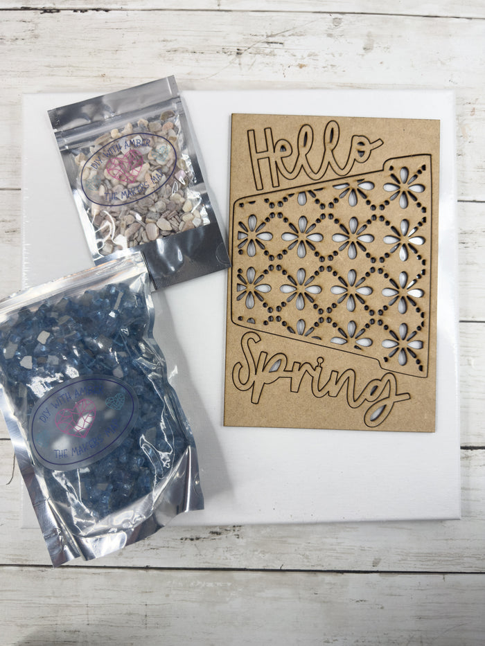 Flower Pot 12x12 Crushed Glass Canvas Project Kit
