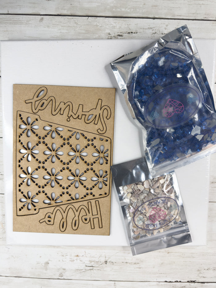 Flower Pot 12x12 Crushed Glass Canvas Project Kit