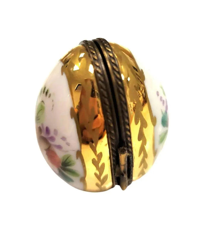 Flowered Limoges Oval Frame Porcelain Limoges egg home French Trinket Box