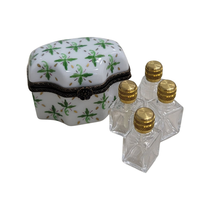Elegant Green Perfume Trinket Box Porcelain Limoges Perfume French Trinket Box