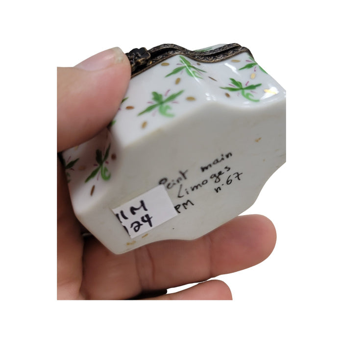 Elegant Green Perfume Trinket Box Porcelain Limoges Perfume French Trinket Box